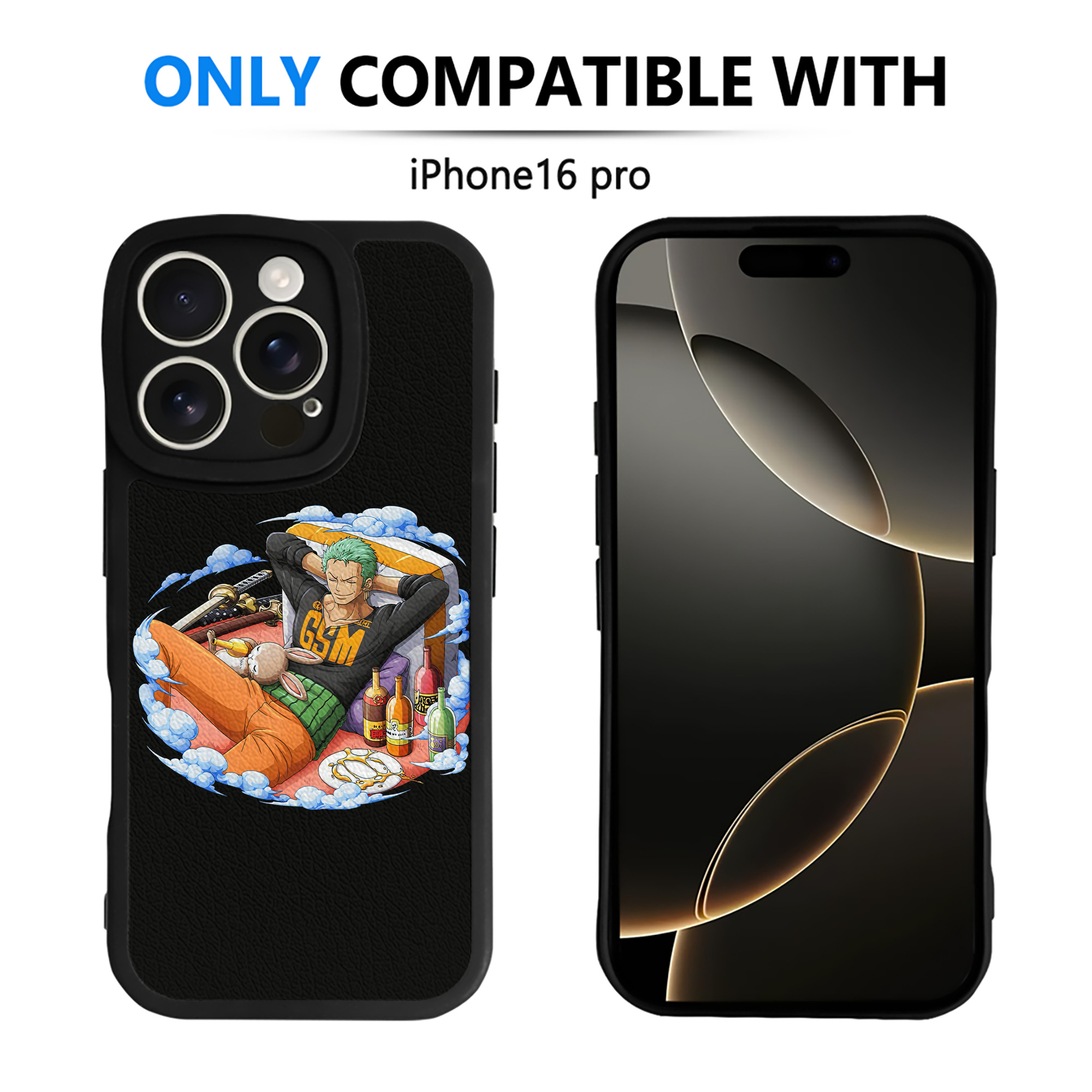 （画像用） ワンピース ロロノア・ゾロ ONE PIECE Roronoa Zoro 【iPhone 16シリーズ対応】シリコンスマホケース（レザー調） 材質：シリコン